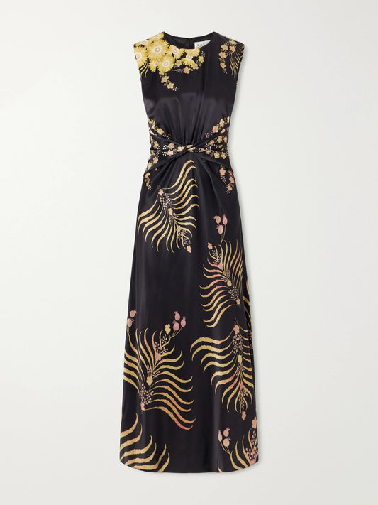 Saloni Gwen Floral-printed Silk-blend Midi Dress