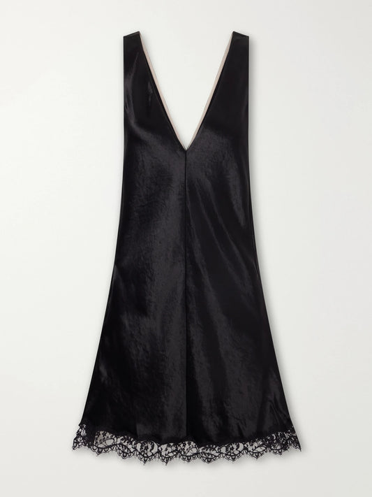 Maria McManus Lace-trimmed Satin Mini Dress