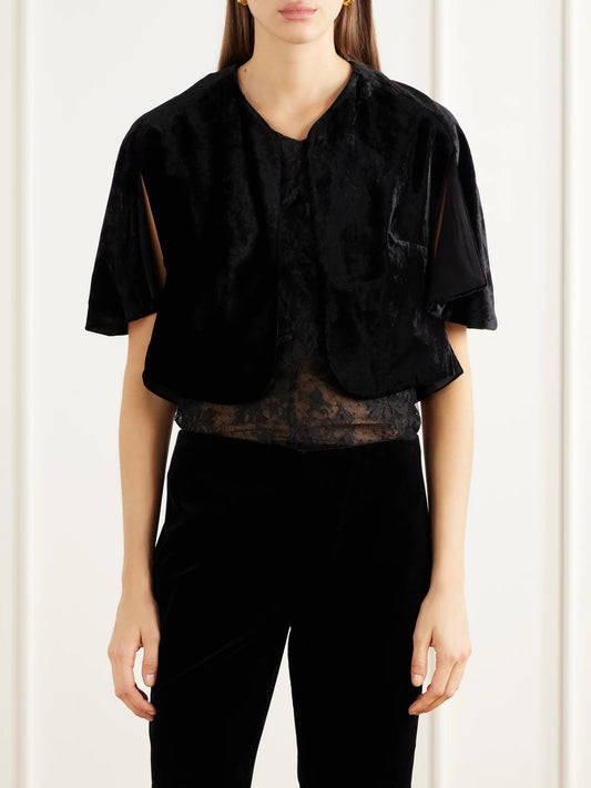 Sharon Wauchob Simone Cropped Crushed-velvet Jacket