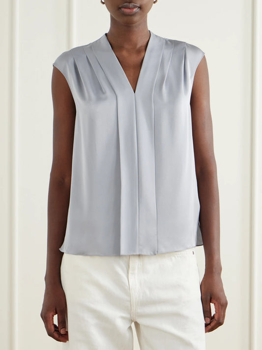 Theory Pleated Silk-satin Blouse