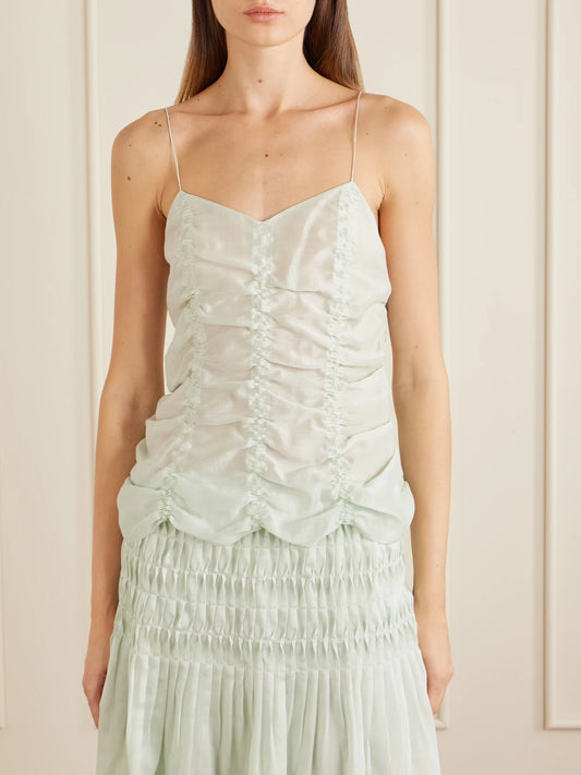 Inara Ruched Lyocell And Silk-blend Tank