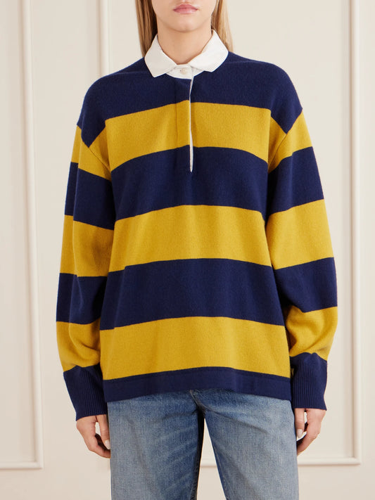 Nili Lotan Rashida Striped Wool And Cashmere-blend Polo Sweater