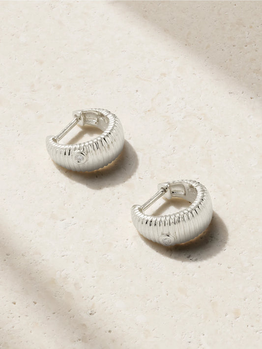 9-karat White Gold Diamond Hoop Earrings