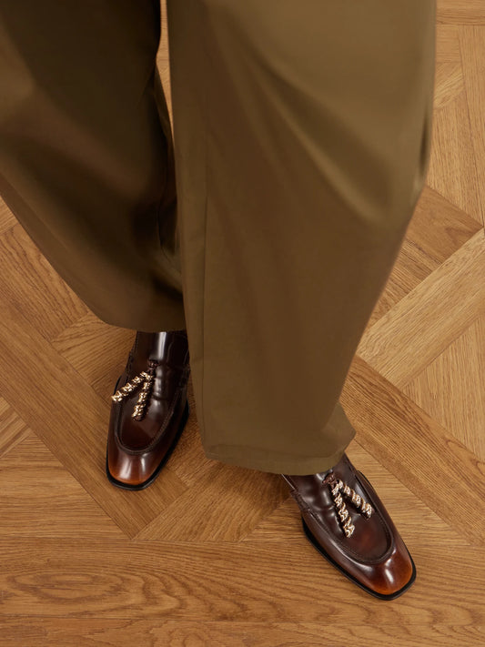 Embellished Leather Loafers