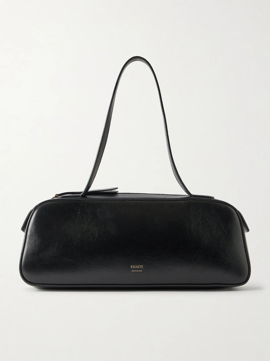 Simona Glossed-leather Shoulder Bag