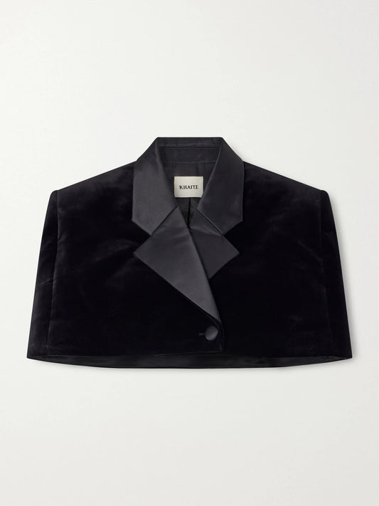 KHAITE Ilora Double-breasted Cropped Cotton-blend Velvet Jacket