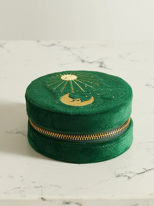 You Are The Sun To My Moon Embroidered Velvet Jewelry Box