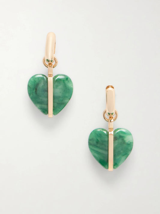 The Stone Mini Heart Gold-tone And Agate Earrings