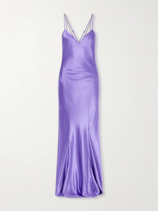 Embellished Satin Gown