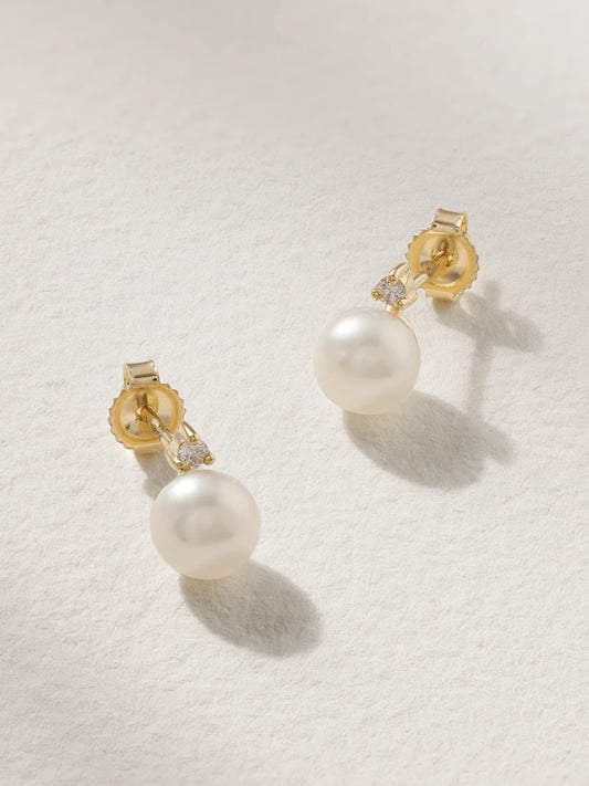 Sea Of Beauty 14-karat Gold, Pearl And Diamond Earrings