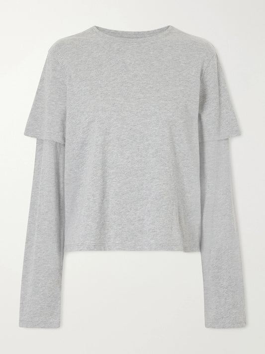 Still Here 2tee Layered Cotton-jersey T-shirt