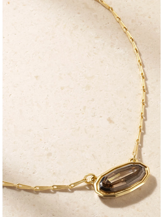 Lucy Delius East West 18-karat Gold Brown And White Diamond Pendant Necklace