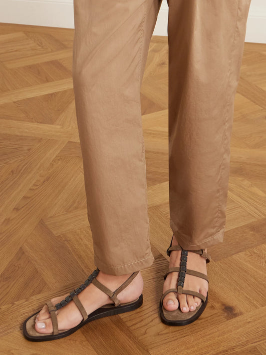 Bead-embellished Suede Slingback Sandals