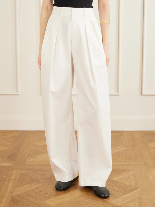 KALLMEYER Joel Pleated Cotton-poplin Wide-leg Pants