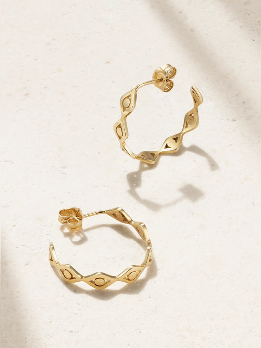 Medium Evil Eye 14-karat Gold Hoop Earrings