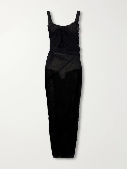 The Attico Bustier Stretch-tulle Midi Dress