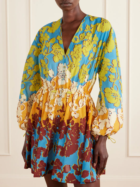 Splice Cotton And Silk-blend Mini Dress