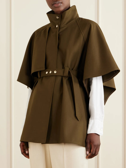 Belted Cotton Gabardine Cape