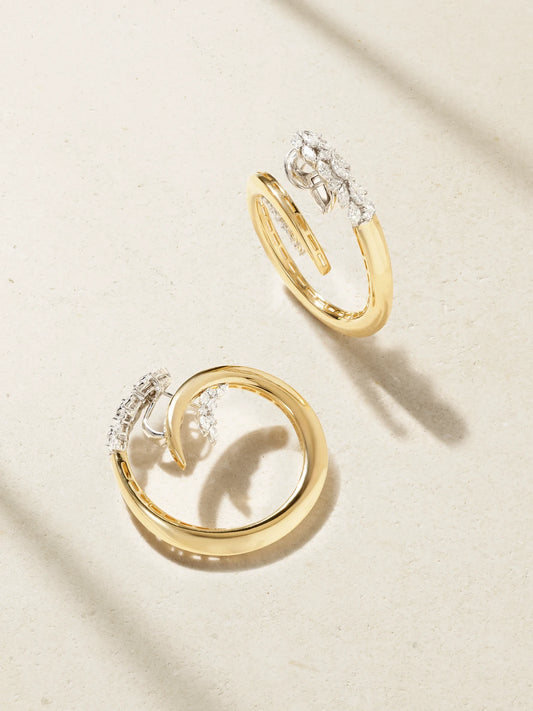 Golden Strada Drop 18-karat Yellow And White Gold Diamond Earrings