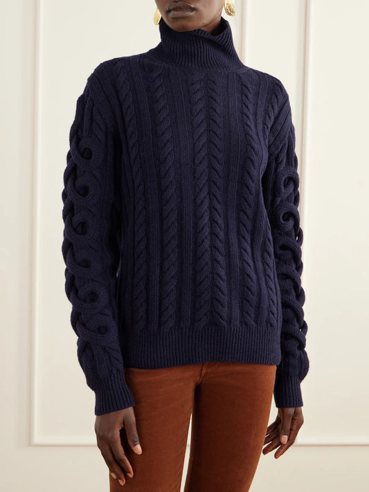 Etro Cable-knit Wool-blend Turtleneck Sweater