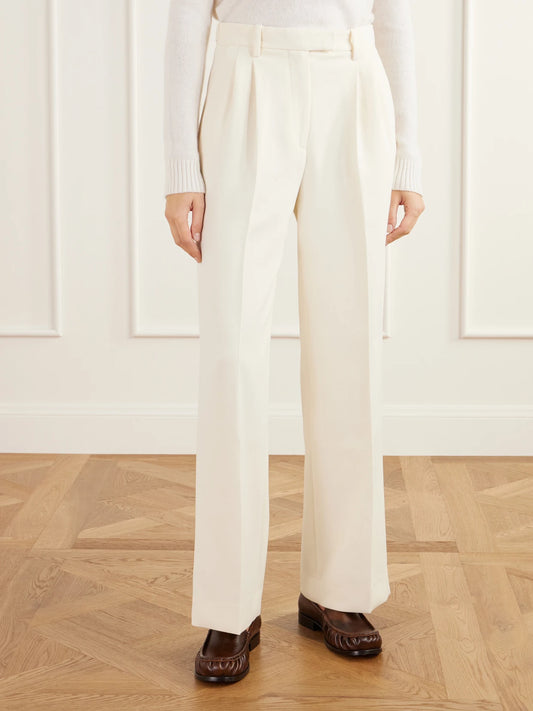 Almada Pleated Twill Straight-leg Pants