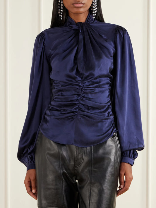 ISABEL MARANT Depsona Ruched Silk-satin Blouse