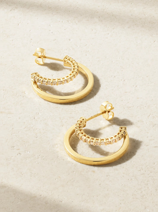 Double Hoops 18-karat Gold Diamond Hoop Earrings