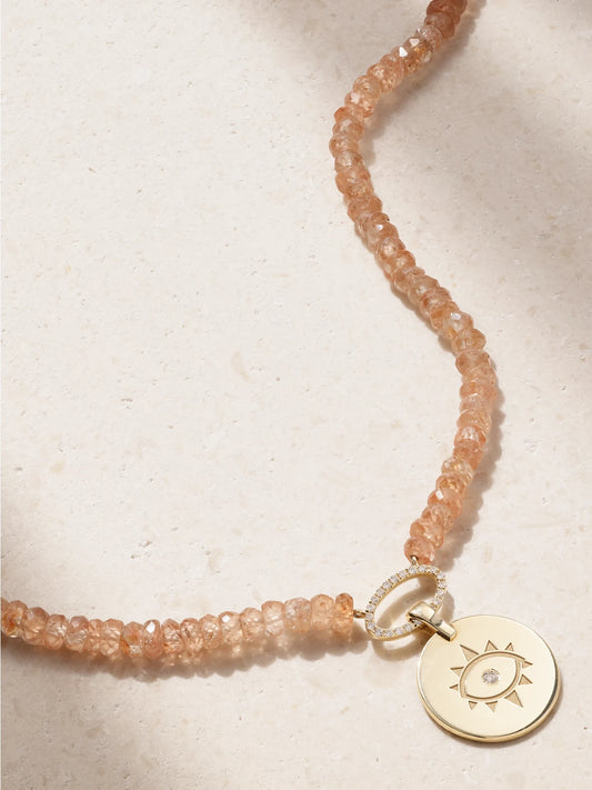 Diane Kordas Evil Eye 14-karat Gold, Zircon And Diamond Necklace