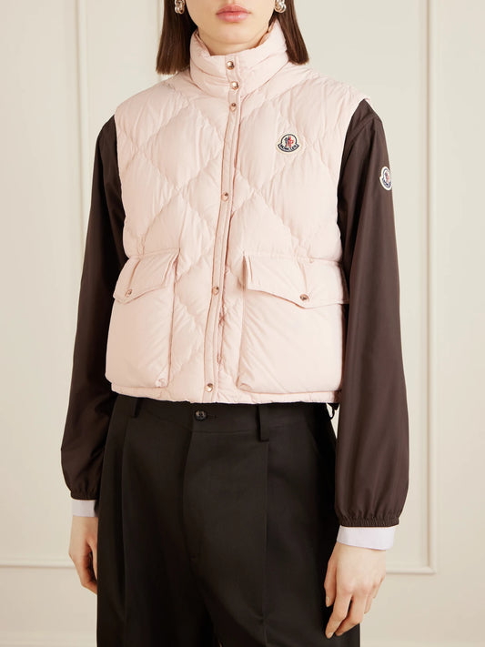 Biois Cropped Appliquéd Padded Quilted Shell Down Vest