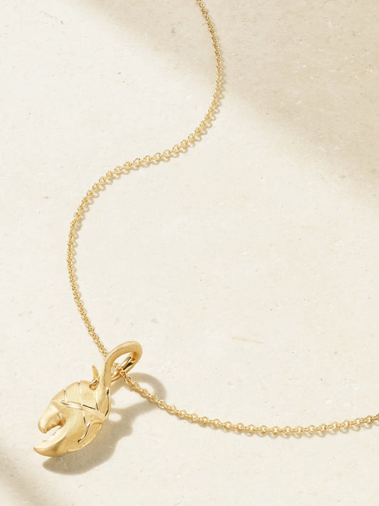 Young Fish Claw 18-karat Gold Necklace