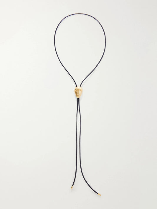 KHAITE Visage 18-karat Gold-plated Brass And Leather Bolo Tie