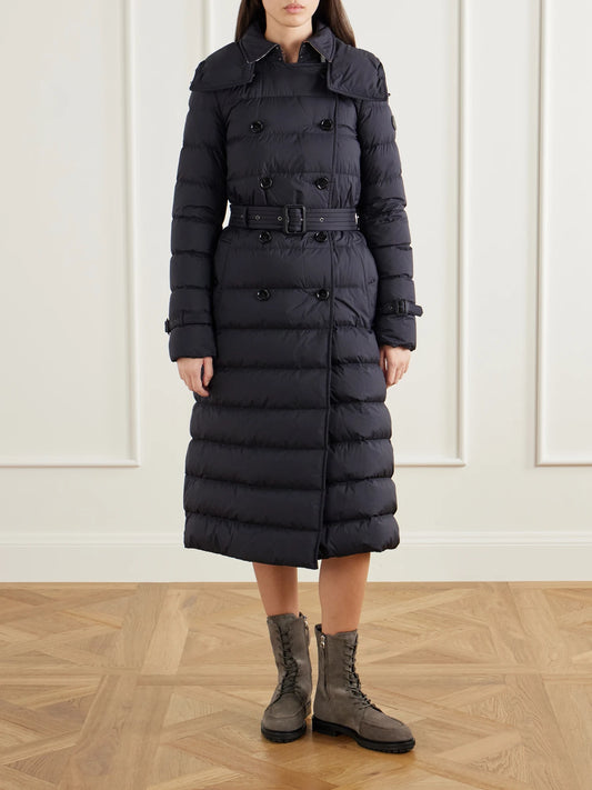 Burberry Belted Double-breasted Quilted Padded Shell Coat