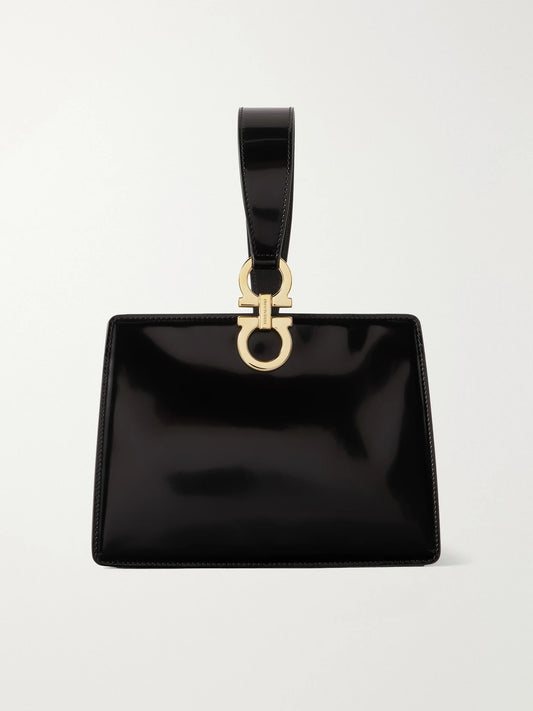 Ferragamo Mini Embellished Glossed-leather Clutch