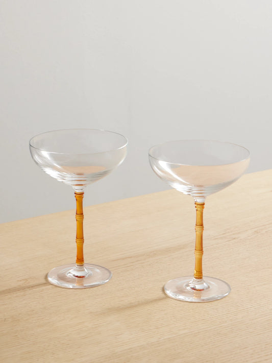 Bamboo Set Of Two Crystal Champagne Coupes