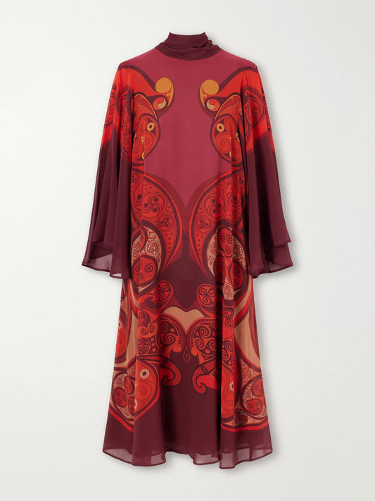 La DoubleJ Printed Silk-georgette Midi Dress