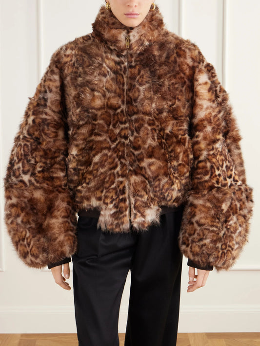 Willy Chavarria Ruff Rider Cheetah-print Shearling Bomber Jacket
