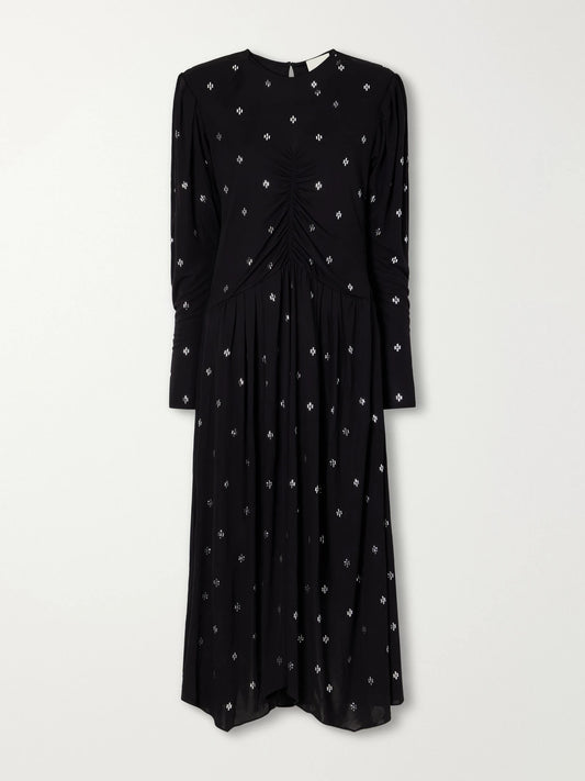 ISABEL MARANT Mazia Embellished Ruched Jersey Midi Dress