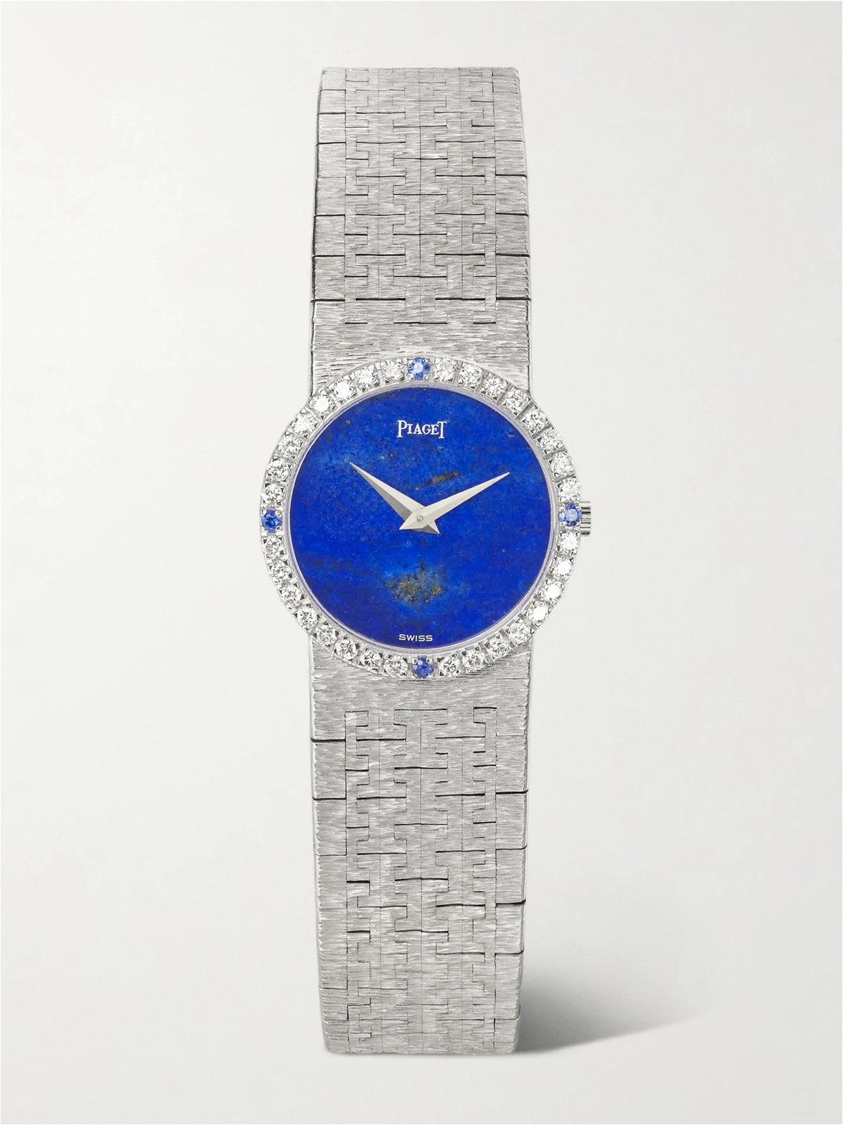Stephanie Windsor + Piaget Vintage 1964 Tradition Hand-wound 18-karat White Gold, Lapis Lazuli, Diamond And Sapphire Watch, Ref. 9706 A6 (6" Wrist)