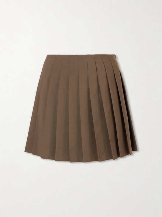 Pleated Woven Mini Skirt
