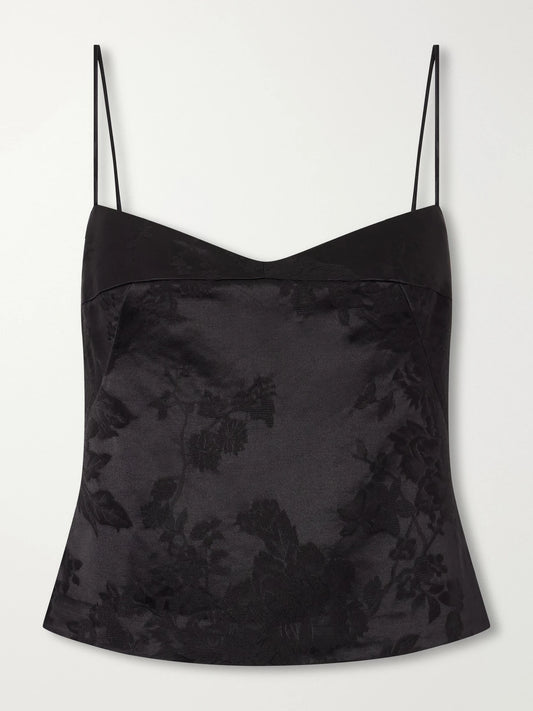 ST. AGNI Wool And Silk-blend Floral-jacquard Cloqué Cami