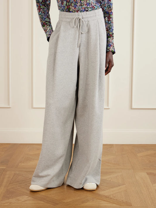 Cotton-jersey Wide-leg Track Pants