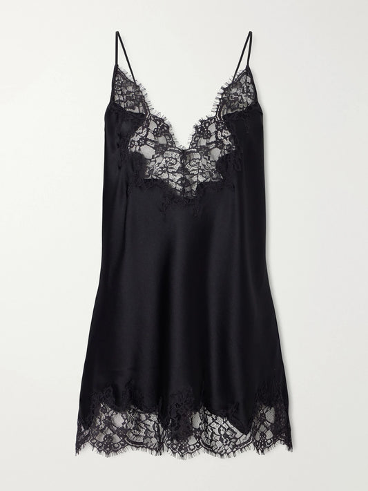SKIMS Valentine's Day Lace-trimmed Silk-blend Satin Slip Dress