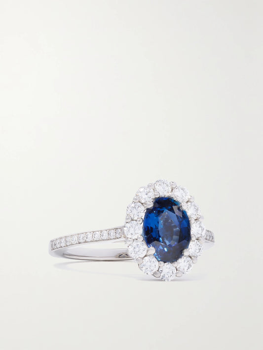1735 Platinum, Sapphire And Diamond Ring