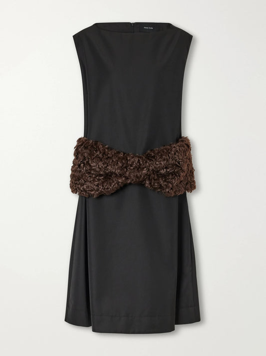Simone Rocha Plush-trimmed Twill Midi Dress