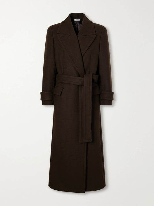Balmain Belted Double-breasted Wool-felt Coat