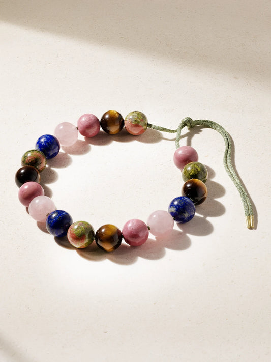 Alphabet Downtown 18-karat Gold, Multi-stone And Lurex Necklace