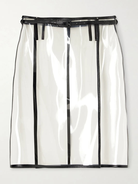 TOM FORD Croc-effect Leather-trimmed Tpu Knee-length Skirt