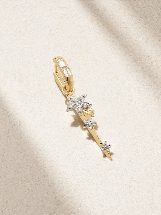 Blossoms Resilience 18-karat Yellow And White Gold Diamond Single Hoop Earring
