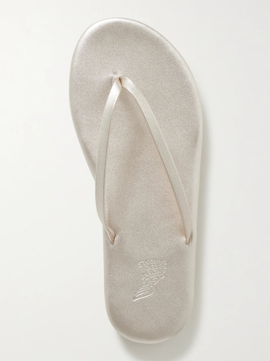 Ancient Greek Sandals Saionara Metallic Leather Flip Flops