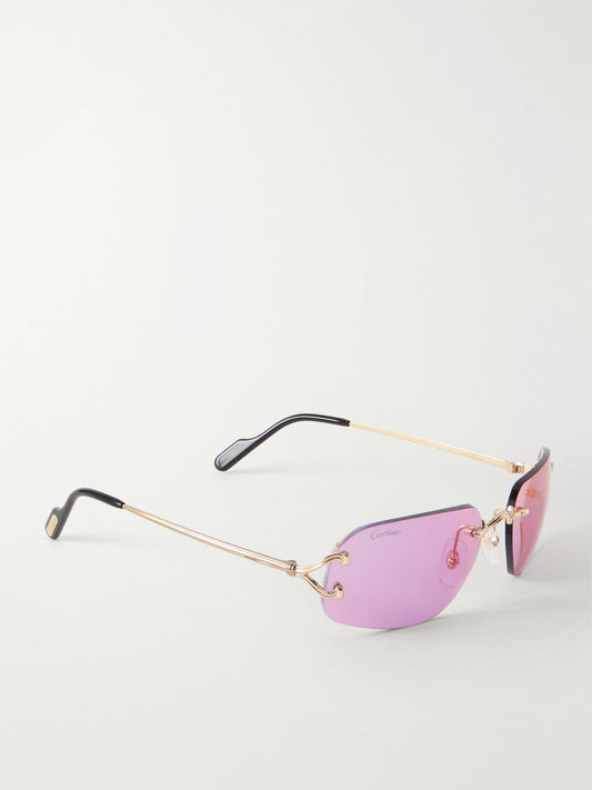 Eyewear Motifs De Cartier Round-frame Recycled-acetate Gold-tone Sunglasses